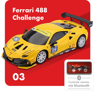 Ferrari 488 Challenge, miniatura com controle remoto via Bluetooth