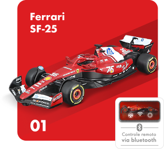 Ferrari SF-25, miniatura com controle remoto via Bluetooth