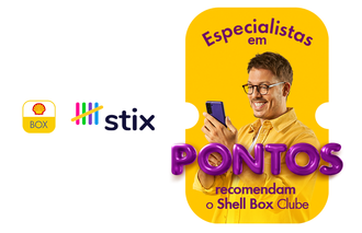 IlImagem de uma mão segurando um celular com a tela de pagamento Shell Box